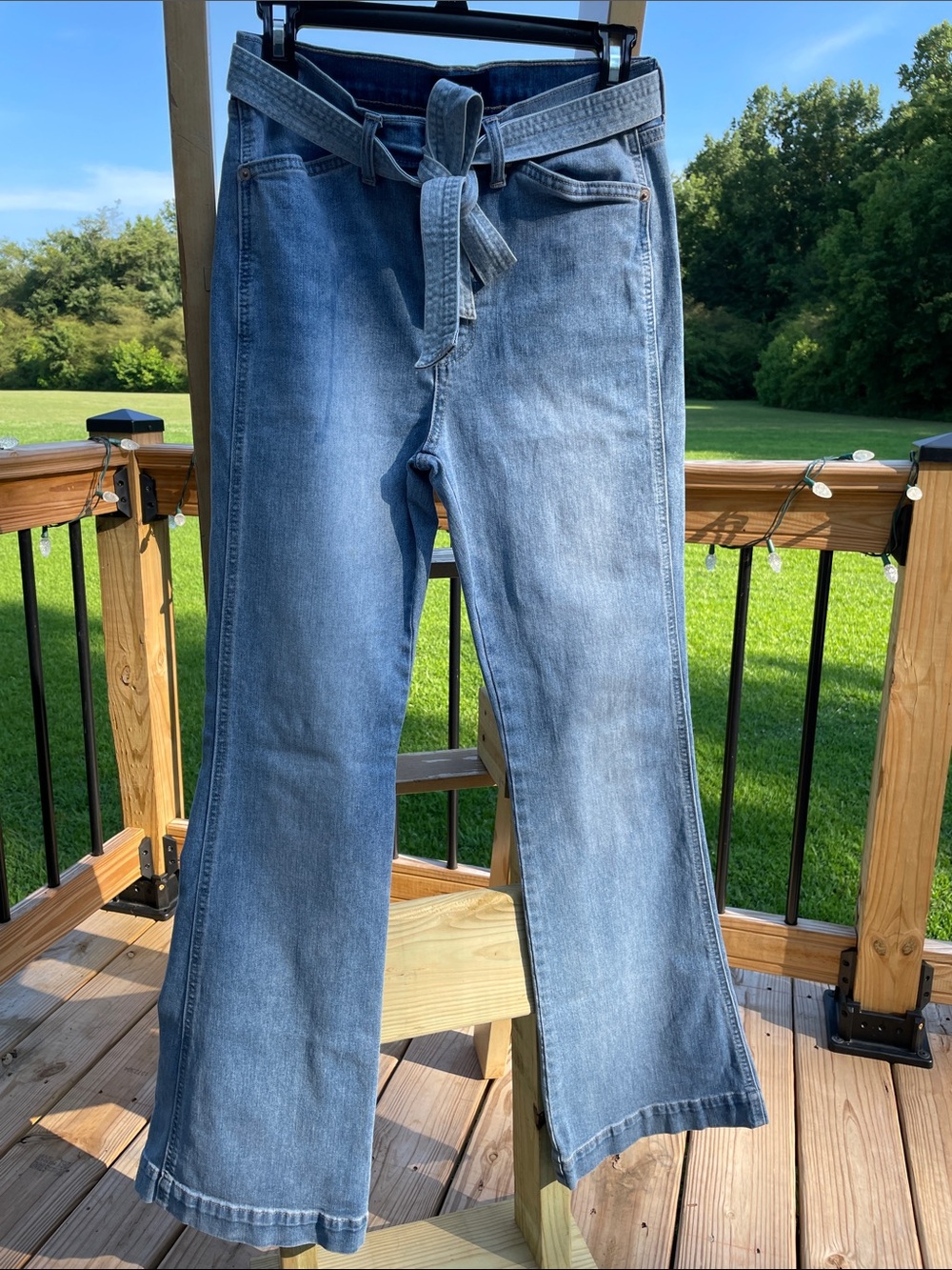 GAP Light Blue High-Rise Wide Leg Jeans with Self Tie Belt